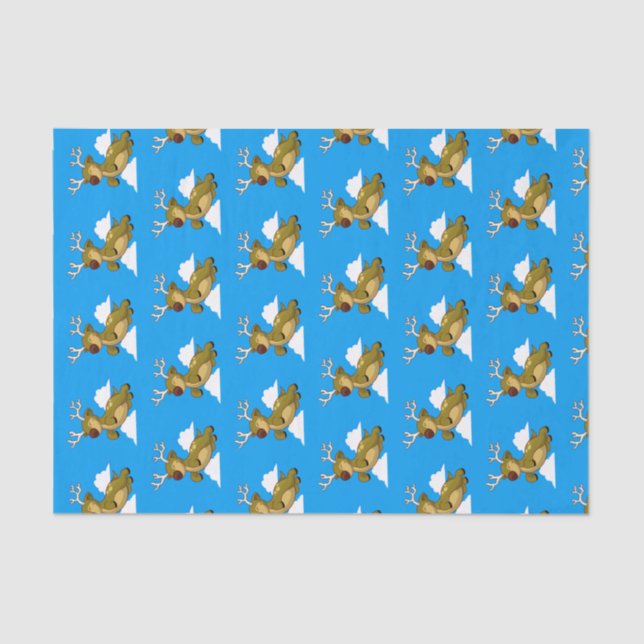 Papier Mousseline Joyeux Noël Flying Reindeer mignonne (Recto)