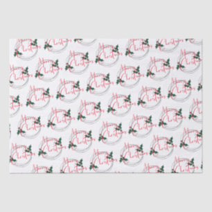 Papier Mousseline Joyeux Noël Holly Wreath moderne