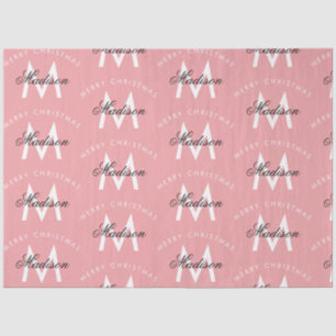 Papier Mousseline Joyeux Noël personnalisé Blush Pink Monogramme