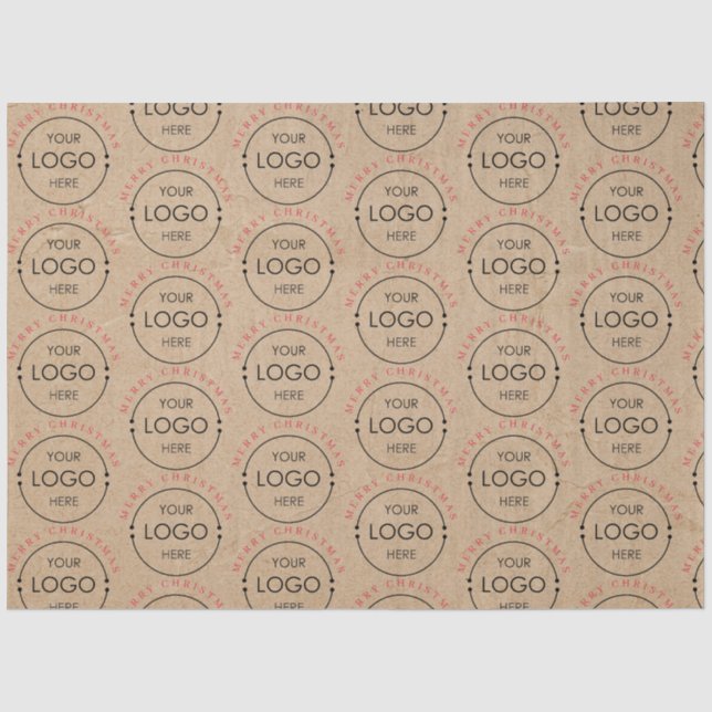 Papier Mousseline Joyeux Noël personnalisé Kraft logo d'entreprise (Recto)