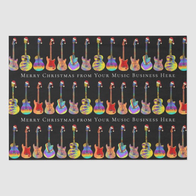 Papier Mousseline Joyeux Noël Personnalisé Musique Business Guitare (Recto)