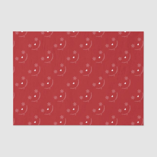 Papier Mousseline Joyeux Noël Snowflakes Red Cute Holiday (Recto)