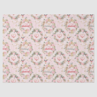 Papier Mousseline Joyeux Nutcracker rose Vacances Beaux message pers