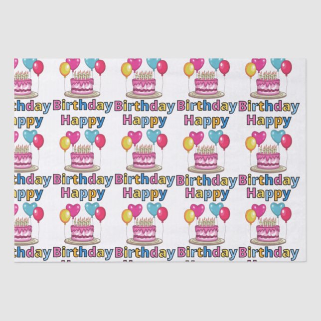 Papier Mousseline Joyeux papier de tissus d'anniversaire (Recto)