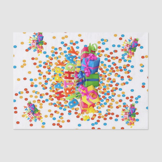 Papier Mousseline Joyeux papier de tissus d'anniversaire (Recto)