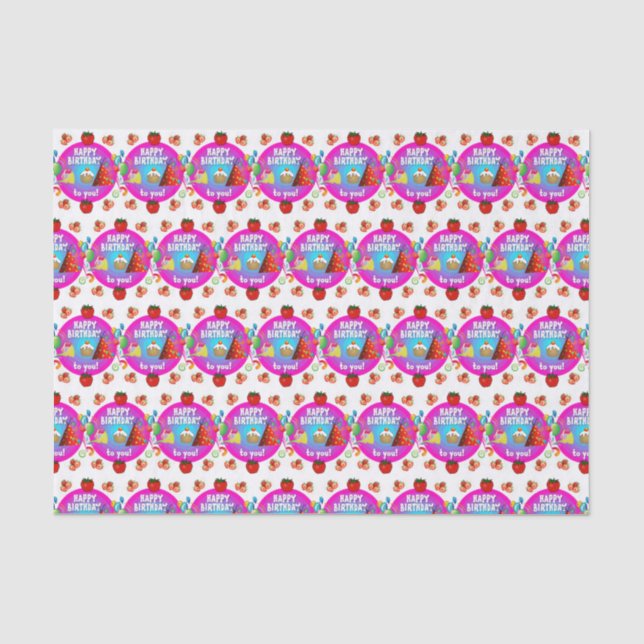 Papier Mousseline Joyeux papier de tissus d'anniversaire (Recto)
