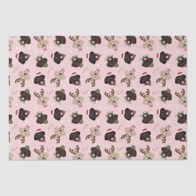 Papier Mousseline Joyeux Pawlidays Labrador Retriever Dogs (Recto)
