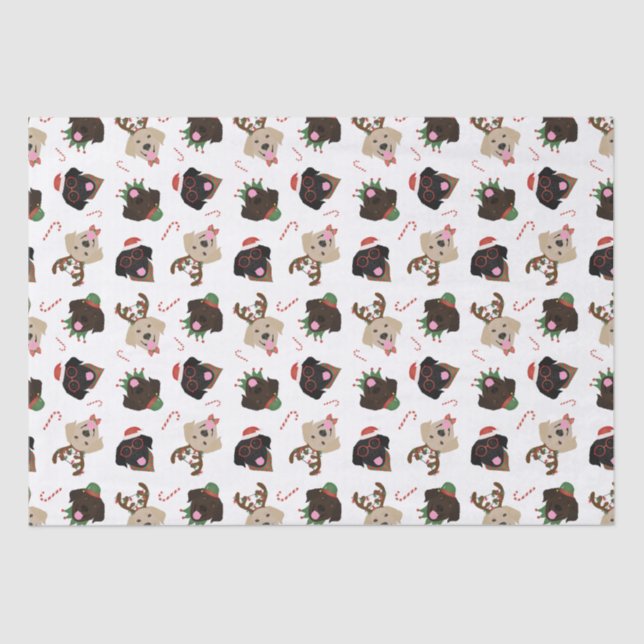 Papier Mousseline Joyeux Pawlidays Labrador Retriever Dogs (Recto)