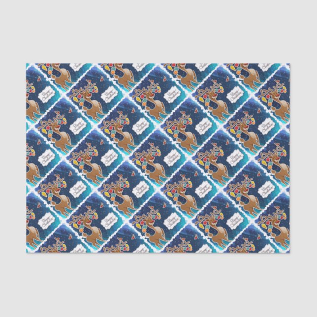 Papier Mousseline Joyeux rennes de Noël (Recto)