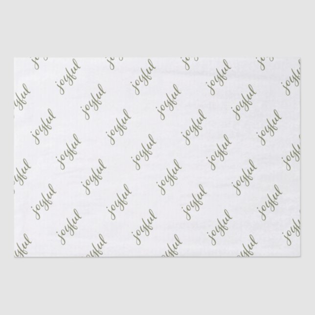 Papier Mousseline Joyeux Script Flocon de neige Olive Green Holiday (Recto)