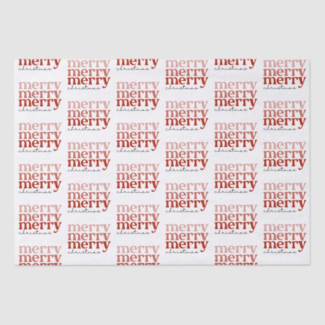 Papier Mousseline Joyeux texte de Noël Salutation rouge et blanc (Recto)