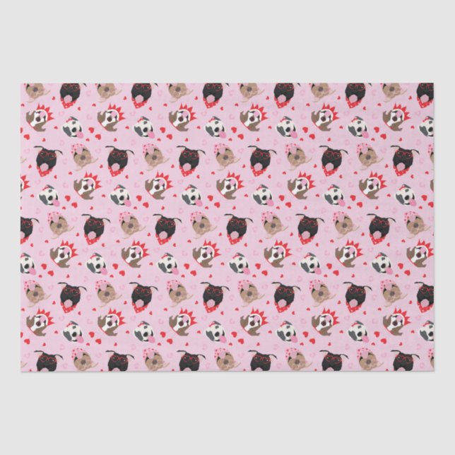Papier Mousseline Joyeux Valentines Day American Pit Bull Terriers (Recto)
