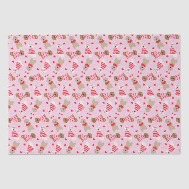 Papier Mousseline Joyeux Valentines Day Golden Retriever Dogs (Recto)