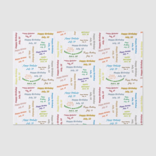 Papier Mousseline Juillet, 10 Anniversaire Tissue Paper (Recto)