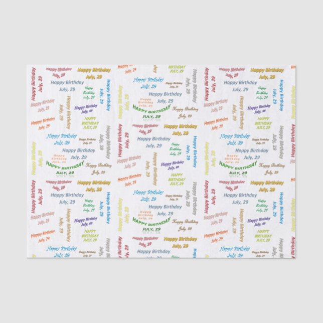 Papier Mousseline Juillet 29 Anniversaire Tissue Paper (Recto)