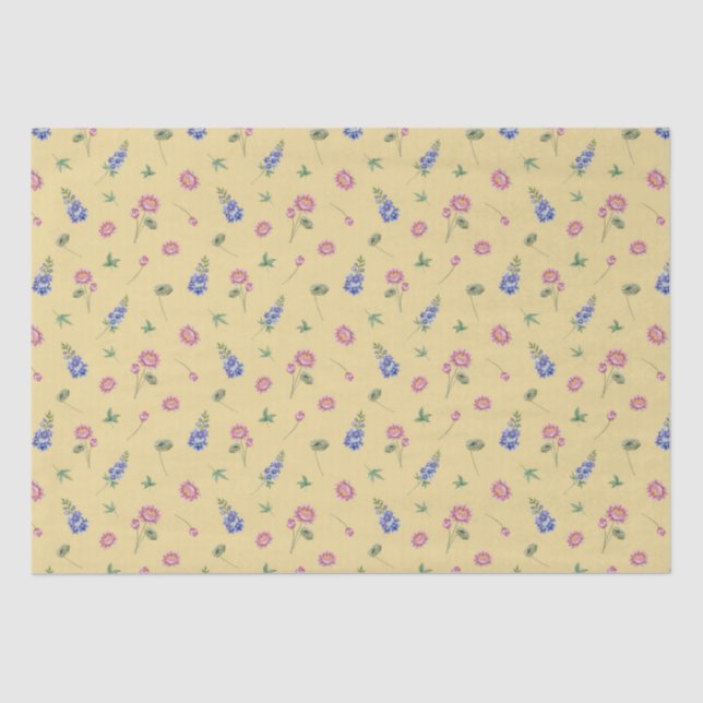 Papier Mousseline Juillet Mois de naissance Fleurs Larkspur Eau Lily (Recto)