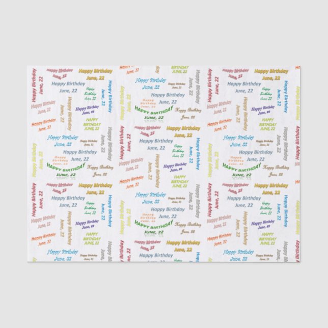 Papier Mousseline Juin, 22 Anniversaire Tissue Paper (Recto)