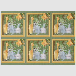 Papier Mousseline Jungle Safari Animaux Découpage