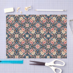 Papier Mousseline Kaleidoscope Floral Moderne Symétrique