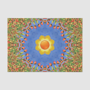 Papier Mousseline Kaléidoscope vintage de bleu de jaune orange de