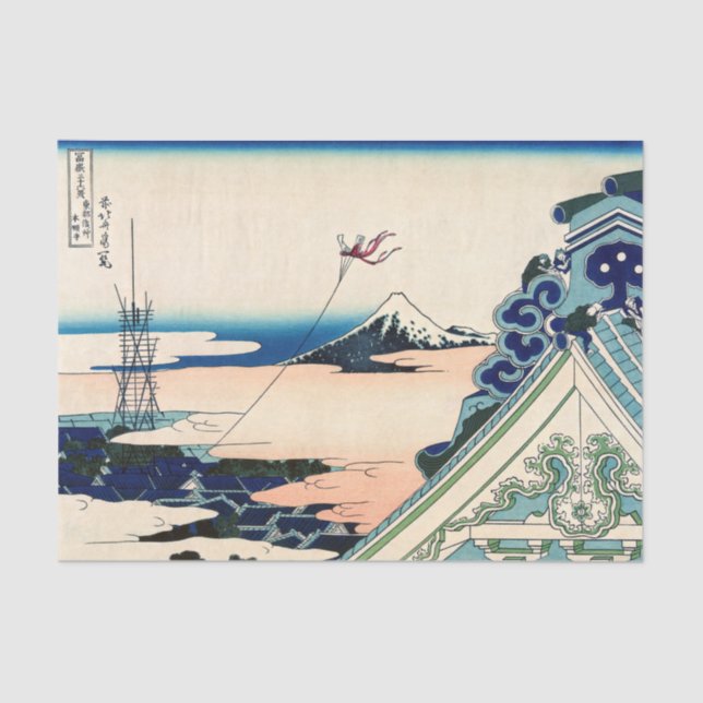Papier Mousseline Katsushika Hokusai - Asakusa Honganji temple, Edo (Recto)