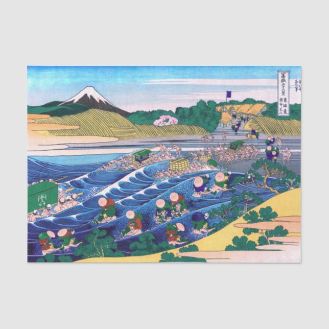Papier Mousseline Katsushika Hokusai - Fuji from Kanaya on Tokaido (Recto)