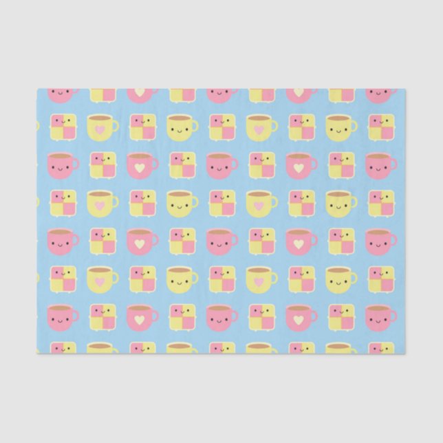 Papier Mousseline Kawaii Battenberg Cake & Cup of Tea (Recto)