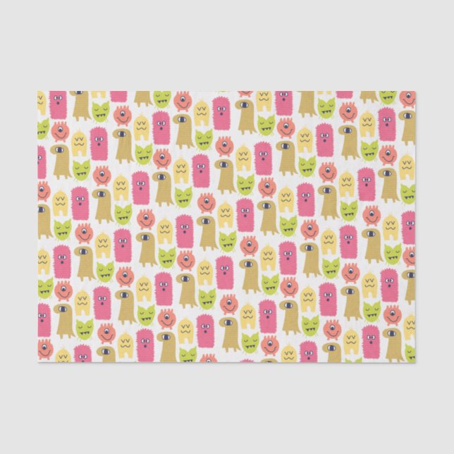 Papier Mousseline Kawaii Monster Birthday Tissue Paper (Recto)