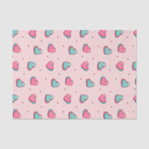 Papier Mousseline Kawaii Pink Valentine's Day Heart Doodle Motif
