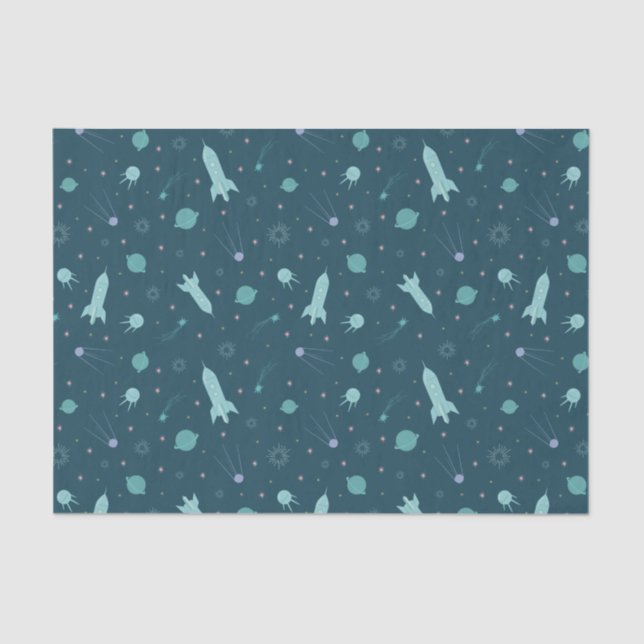 Papier Mousseline Kids Rocket Ship to Space Travel Saturn Planètes (Recto)