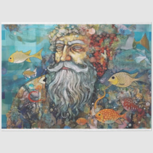 Papier Mousseline King Triton Mermaid Merman Collage Découpage