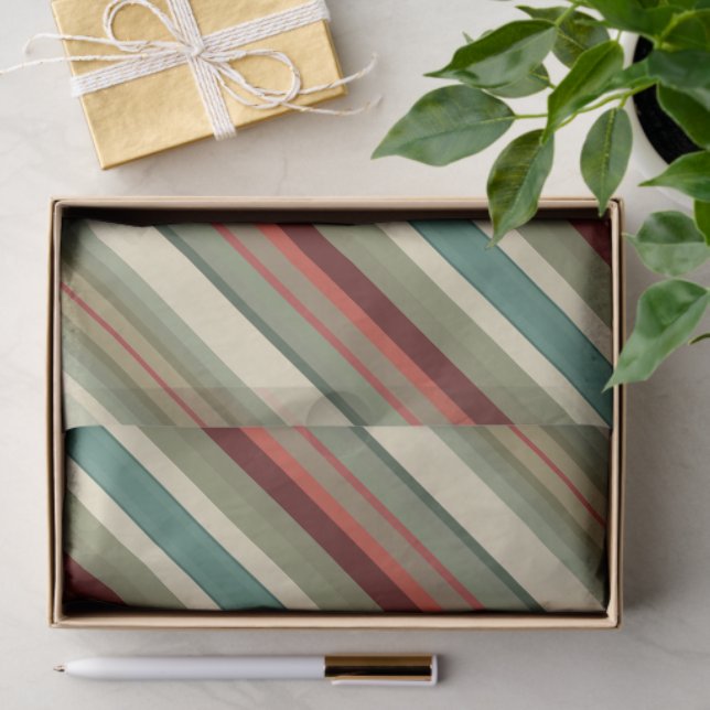 Papier Mousseline Kitschy Santa and Ornaments Complimentary Stripes (Cadeau)