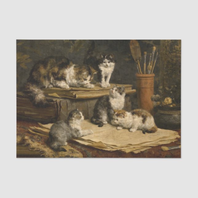 Papier Mousseline Kittens Peinture de Carl Reichert (Recto)