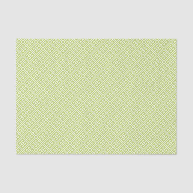 Papier Mousseline Kiwi Green Motif grec (Recto)