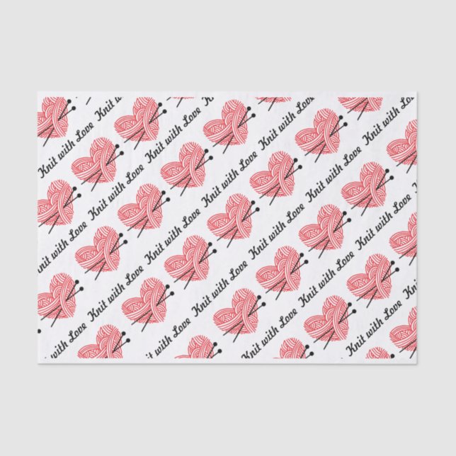 Papier Mousseline Knit avec le motif de métiers de coeurs de fil (Recto)