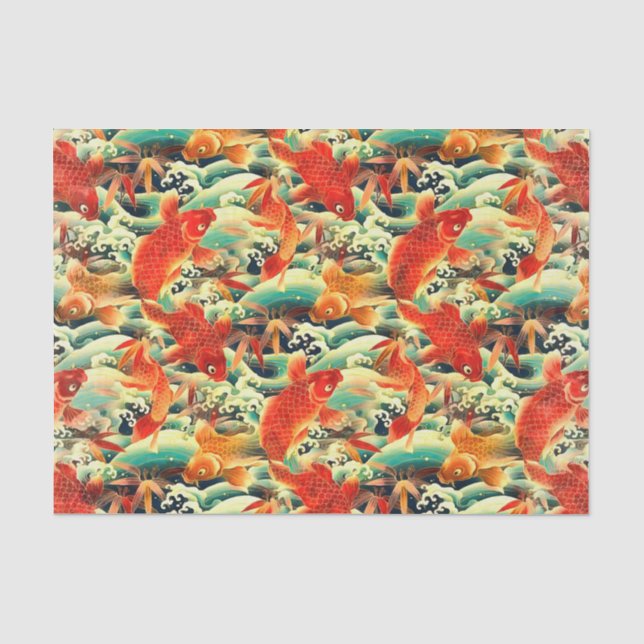 Papier Mousseline Koi carpe Papier Tissu (Recto)