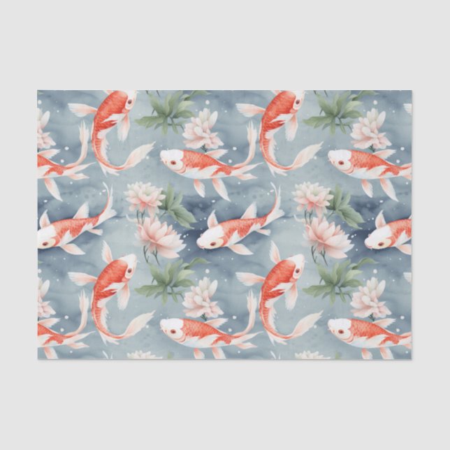 Papier Mousseline Koi Fish Floral Pond Découpage (Recto)