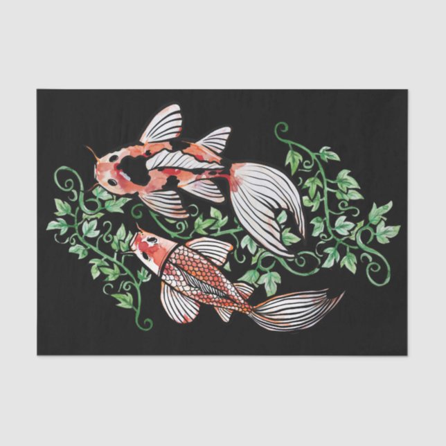 Papier Mousseline Koi Fish Pond Kois Ivy Japanese Fishpond (Recto)