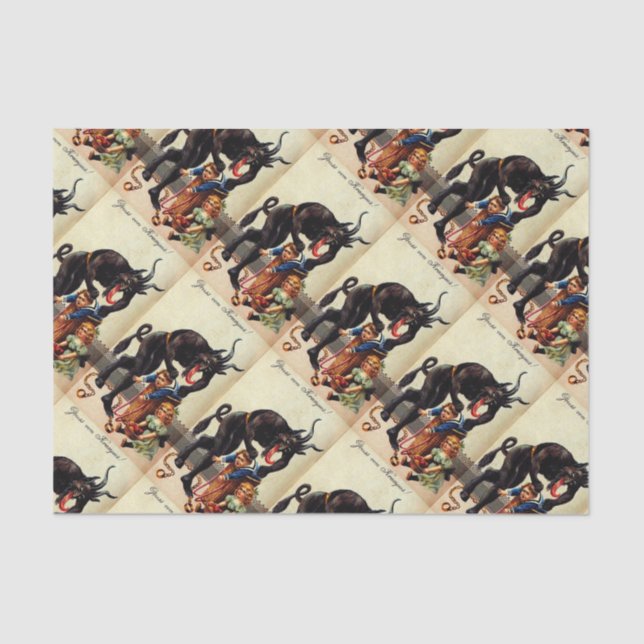 Papier Mousseline Krampus Enfants en panier Noël Noël Noël Noël Noël (Recto)