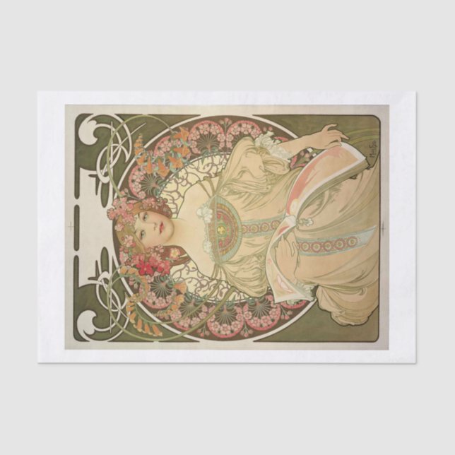 Papier Mousseline La belle dame découpage de Mucha (Recto)