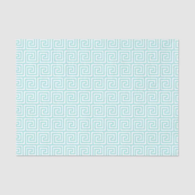 Papier Mousseline La clé grecque Motif en vert et blanc de Seafoam (Recto)