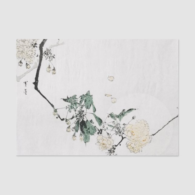 Papier Mousseline La COPIE JAPONAISE de BOIS DE GRAVEUR FLEURIT le (Recto)