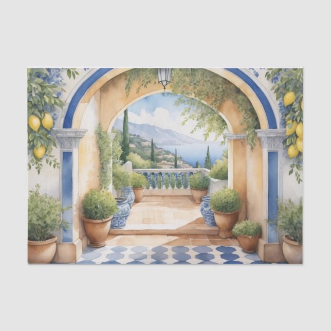 Papier Mousseline La Côte d'Amalfi Vue méditerranéenne (Recto)