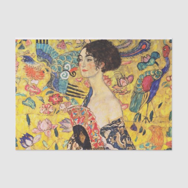 Papier Mousseline La Dame de Gustav Klimt avec un fan (Recto)