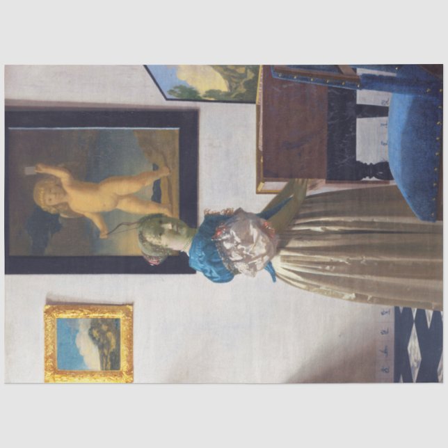 Papier Mousseline La dame debout dans une virginale, Johannes Vermee (Recto)