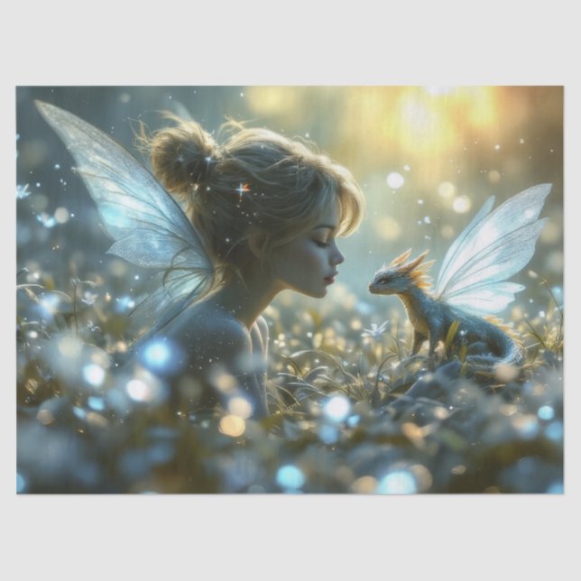 Papier Mousseline La fée et son dragon de compagnie (Recto)