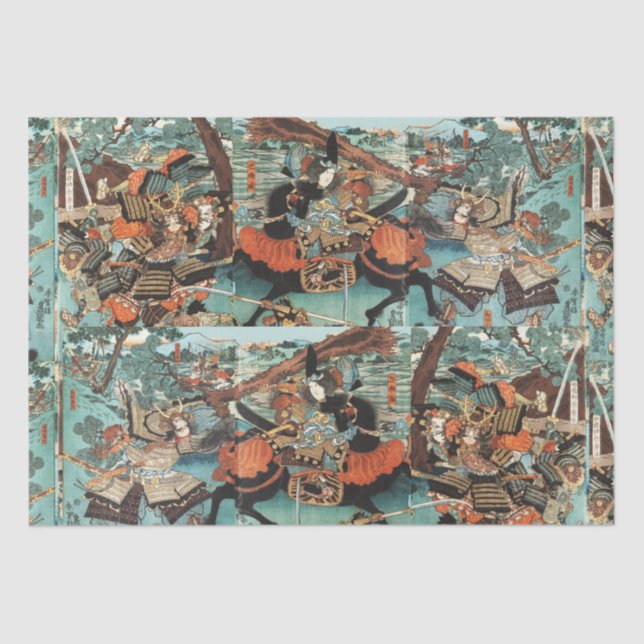 PAPIER MOUSSELINE LA FEMME SAMURAI TOMOE GOZEN HORSEBACK DANS LA BAT (Recto)