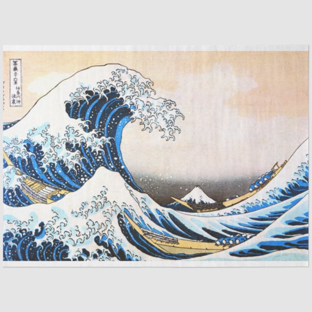 Papier Mousseline La Grande Vague au large de Kanagawa, Hokusai (Recto)