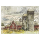 La grange rouge Silo sur une ferme déserte