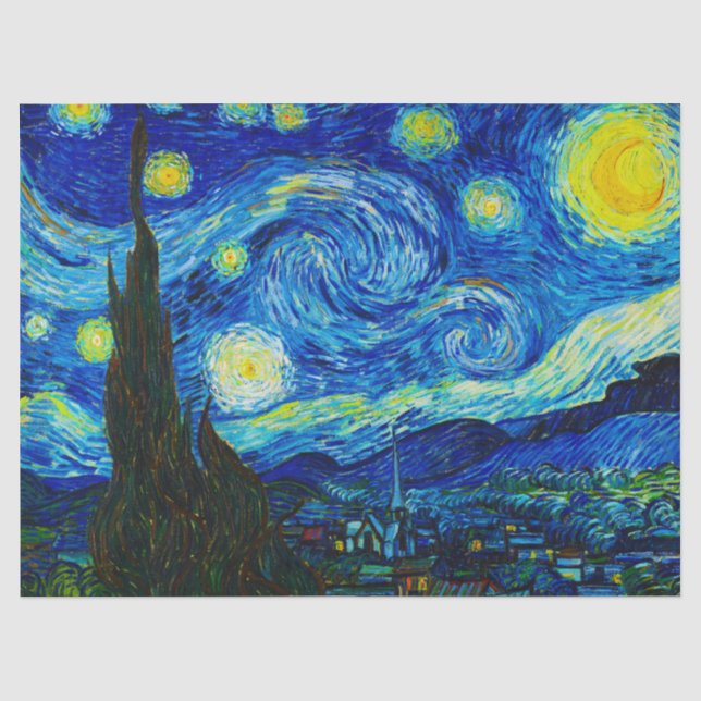 Papier Mousseline La nuit étoilée par Vincent Van Gogh  (Recto)